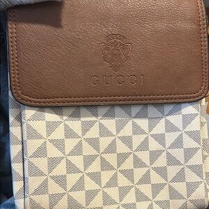 Gucci Tan and Cream Geometric Crossbody